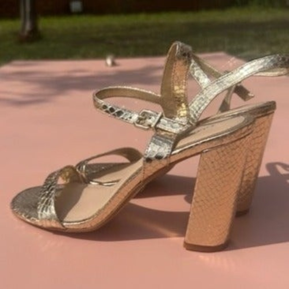Gianni Bini Gold Snakeskin Embossed Heels